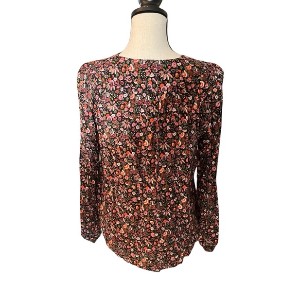 Maeve Front Pleated Multi-Color Floral Long Sleeve Blouse Top | Size XS - Picture 6 of 14